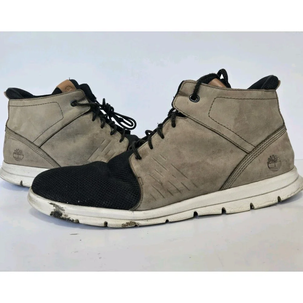 Timberland Boot Mens 10.5 Graydon Chukka Mid Sneaker Brown Black Mesh
